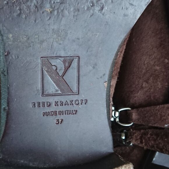 REED KRAKOFF suede brown side buckle ankle boots size 37 - Picture 8 of 12